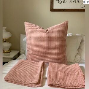 One IKEA Light Pink Waffle Knit Cushion Cover